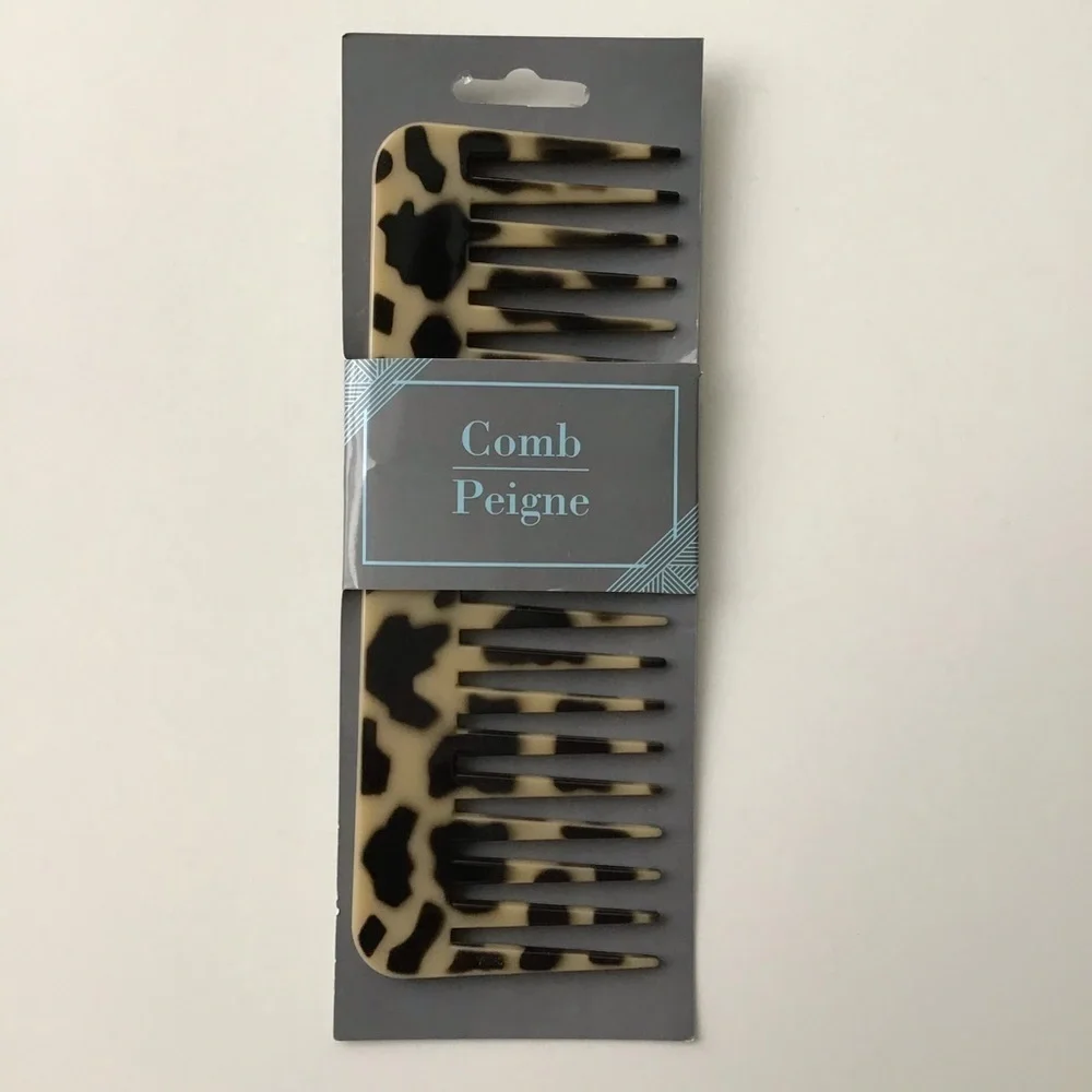 NEW Tortoise-Look Comb Wide Tooth Hair Detangler Vanity Purse Gym Bag Beach